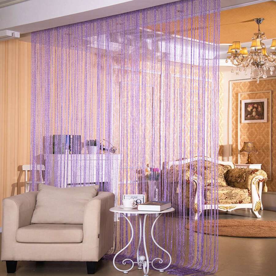 Decorative Door String Curtains Window Room Divider Wall Panel Tassels Screen Blinds Home Patio Bedroom - 紫色 - 查看 1