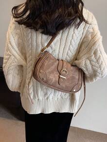 1個復古機車包女款2023新設計肩背斜挎包 - 棕色 - 查看 7