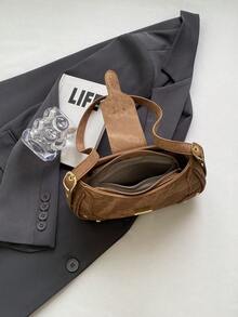 1個復古機車包女款2023新設計肩背斜挎包 - 棕色 - 查看 2