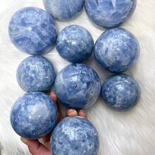 1入手掌大小的藍晶石水晶治療,天藍石球形治療水晶木石頭靈氣家居裝飾 - 1件隨機 - 查看 7