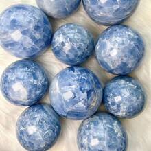 1入手掌大小的藍晶石水晶治療,天藍石球形治療水晶木石頭靈氣家居裝飾 - 1件隨機 - 查看 4