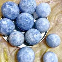 1入手掌大小的藍晶石水晶治療,天藍石球形治療水晶木石頭靈氣家居裝飾 - 1件隨機 - 查看 6