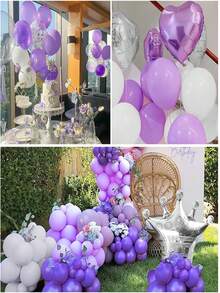 109入組紫色雨絲絨面絲綢布帶有紫白條紋和大理石效果的藍紫色和閃光氣球套裝,適用於家庭聚會、節日戶外活動、拍攝道具和夢幻紫色裝飾道具