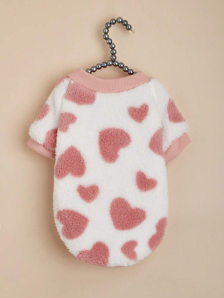 1pc Cartoon Heart Pattern Warm Pet Hoodie, Suitable For Cats And Dogs - Multicolor - View 1