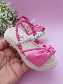 Girls' Rhinestone Elastic Sandals - Hot Pink - View 4