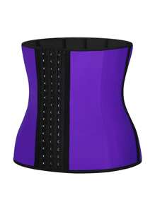 Sports Outdoor 1pc Three Layers 9 Steel Bones Purple Latex Waist Trainer With Broad Strap Buckle, Rubber Body , Corset For Sports Waist Training Shapewear Waist Trainer Corset