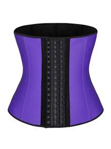 Sports Outdoor 1pc Three Layers 9 Steel Bones Purple Latex Waist Trainer With Broad Strap Buckle, Rubber Body , Corset For Sports Waist Training Shapewear Waist Trainer Corset