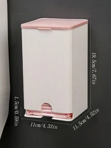 1pc New Wall-Mounted Sanitary Napkin Storage Box With Lid, Household Bathroom Moisture-Proof Pad Holder, Dustproof, Bathroom Accessory - Pink - View 5
