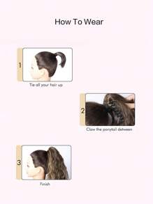 18英吋馬尾扩展夹多層夾式馬尾扩展,適用於女士長捲鬆綫扩展,鬆軟合成夾式馬尾髮型 - 黑色 - 查看 7