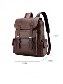 14.7Inch Laptop Backpack Large Capacity Rucksack Teenagers Boys Men Pu Leather Backpack S Male Schoolbag With Zippers Vintage Vacation Sport Water-Proof Portable Flap Backpack Laptop Bag Gifts Travel Bag Multi-Functional Fashion Casual Funny Gifts Christmas Hip Bag Retro Bag Valentines School Bag Camping Stickers Brown Bag Back To School Beach Valentine Gifts Vintage Laptop Case The Sporty Life Gift Bag Pack Backpacks Travel Must Haves Large Bag Spring Vintage Bags School Supplies Office Accessories - Coffee Brown - View 5