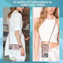 1个玫瑰金风琴式多卡槽卡包斜挎/腕带手机保护套，PU皮革+TPU软边保护，兼容 11/11 Pro/11 Pro Max/12/12 Pro/12 Pro Max/13/13 Pro Max/13 Pro/14/14 Pro/14 Pro Max/14 Plus/15/15 Pro/15 Pro Max/15 Plus/16/16 Pro/16 Pro Max/16 Plus/17/17 Pro/17 Pro Max，S21/S21 Plus/S21 Ultra/S22/S22 Ultra/S22 Plus/S23/S23+/S23 Ultra