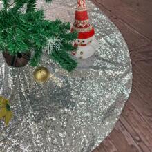 1pc 48 Inch Decorative Shiny Silver Sequin Christmas Tree Skirt - Silver - View 8