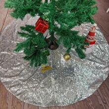 1pc 48 Inch Decorative Shiny Silver Sequin Christmas Tree Skirt - Silver - View 7