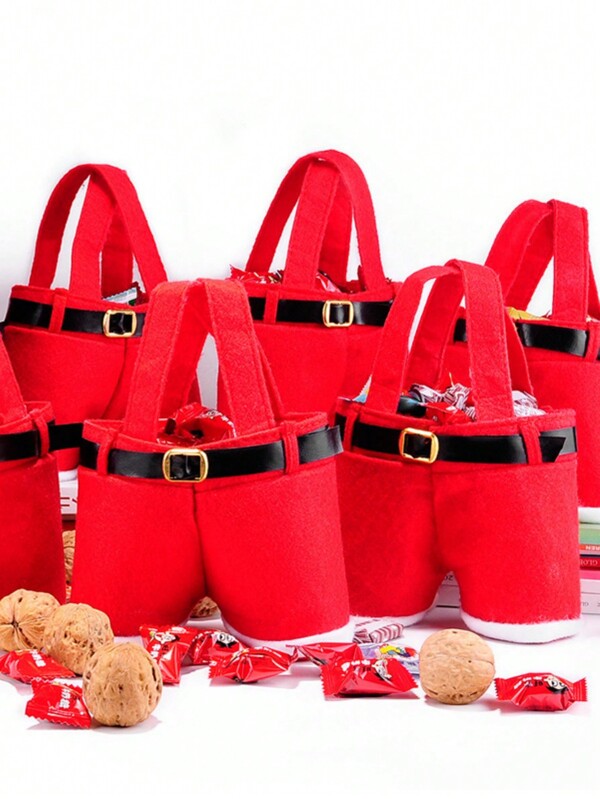 1 Pièce Ensemble De Sac De Bonbons De Noël Et De Couverture De Bouteille De Vin Rouge Pour La Fête De Noël