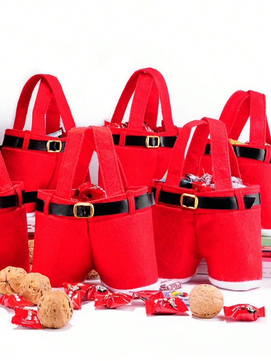 1 Pièce Ensemble De Sac De Bonbons De Noël Et De Couverture De Bouteille De Vin Rouge Pour La Fête De Noël
