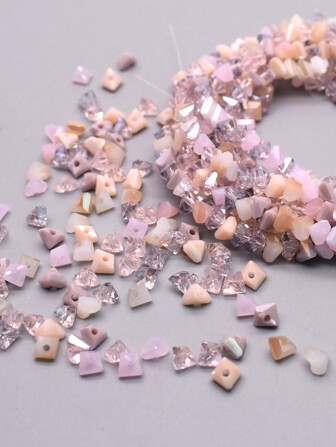 200 st. 6mm Rosa Triangulär Glaspärlor För Tillverkning av halsband