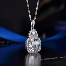1pc 925 Silver High Carbon Rhinestone & White Rhinestone Pendant Necklace - White - View 4
