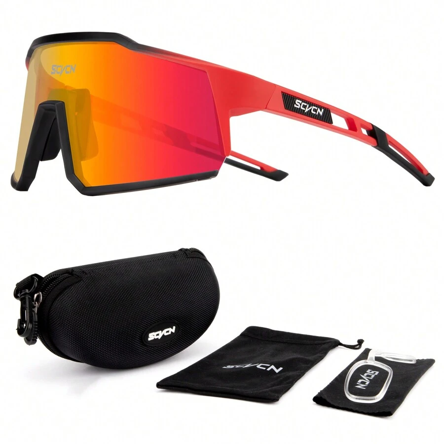 KAPVOE Scvcn 1 镜片男女骑行眼镜，公路/山地自行车骑行防护眼镜，户外运动驾驶钓鱼跑步高尔夫沙滩棒球眼镜