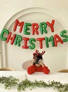 MECRLA 14pcs/Set Christmas Alphabet Banner Set In Red And Green For Christmas Party And Wall Decoration,Christmas