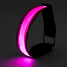 1 件装 LED 发光臂带 LED 反光腕带夜光带夜跑户外运动跑步灯适用于夜间运动跑步骑行 - 粉色 - 查看 3