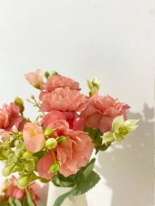 1 件粉色 5 头樱花人造花茎，适用于家居装饰、婚礼摄影道具