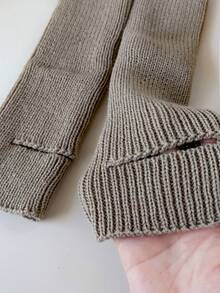 1 Par De Calcetines Tejidos De Color Sólido Para Cubrir Los Pies, Calentadores De Piernas - Caqui - Ver 4