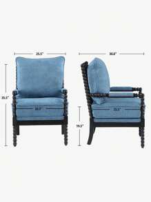 Duhome Linen Fabric,Chenille Spindle Accent Chair Set with Gourd-Shaped Wood Frame