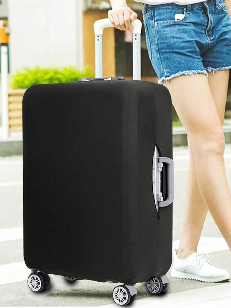 行李箱罩弹力面料行李箱保护套行李黑色防尘罩适用于18-32英寸行李箱旅行整理器旅行配件行李用品返校旅行学生女士男士书包学校配件学校用品 - 黑色 - 查看 1