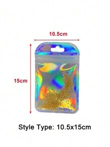 50pcs Rainbow Packing Bag Translucent Self Seal Pouches Iridescent Laser Zipper Bags For Glitter Charms Jewelry Earring Packaging