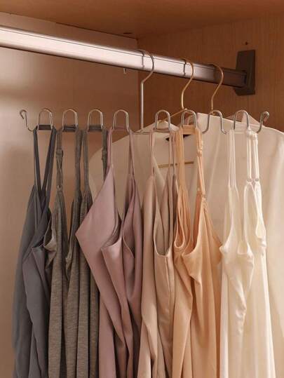 1pc Stainless Steel Underwear Strap Tie Organizer Hanger, Wave Design Multilayer Closet Hanger For Home, Dormitory