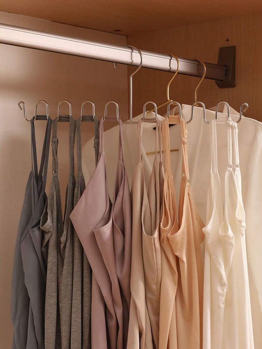 1pc Stainless Steel Underwear Strap Tie Organizer Hanger, Wave Design Multilayer Closet Hanger For Home, Dormitory - Silver - View 1