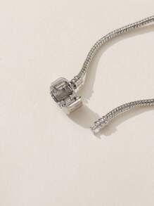 1 件 Y2k 风格粉色复古珠链手链带水滴水钻和油滴心形吊坠适合女士和女孩情人节、妈妈、母亲、母亲节、礼物 - 銀色 - 查看 6