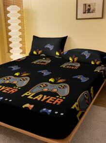 1 pièce Drap-housse imprimé à la mode de style minimaliste en flanelle brossée, protecteur anti-poussière pour la literie de la chambre à coucher à la maison - Multicolore - Voir 3