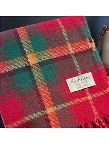 聖誕節圍巾,紅色加厚加布料,男女雙面披肩 - 紅色 - 查看 5