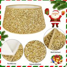 1件圣诞派对及家居装饰金色3D树裙，带闪光细节，树裙和树裙组合，最佳礼物，生日圣诞装饰，房间装饰，冬季圣诞装饰，家居圣诞礼物，圣诞装饰 - 金色 - 查看 6