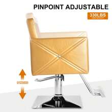 Artist hand Salon Chair For Hair Stylist, Stylist Chair With Heavy Duty Hydraulic Pump, 360 Degrees Rolling Swivel Spa Beauty Equipment For Hair Stylist Women Man, Max Load Weight 330 Lbs, Black Chair, Pink Chair, Yellow Chair, White Chair, Home Decor - 金色 - 查看 6