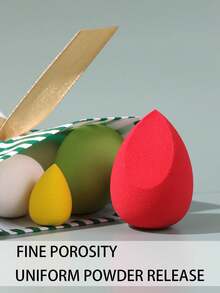 baopinger 6入組彩妝海綿美妝蛋,濕水、乾用,可水膨脹補妝,附有特別的聖誕袋和聖誕老人收納袋,顏色有綠、紅、黃,可當作聖誕禮物