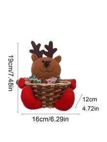 1入聖誕裝飾品,卡通老人雪人麋鹿糖果籃,禮品竹籃,節慶氣氛桌面裝飾