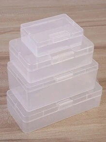 1個透明長方形pp塑料盒,貼紙/小產品/珠寶包裝盒 - 白色 - 查看 1