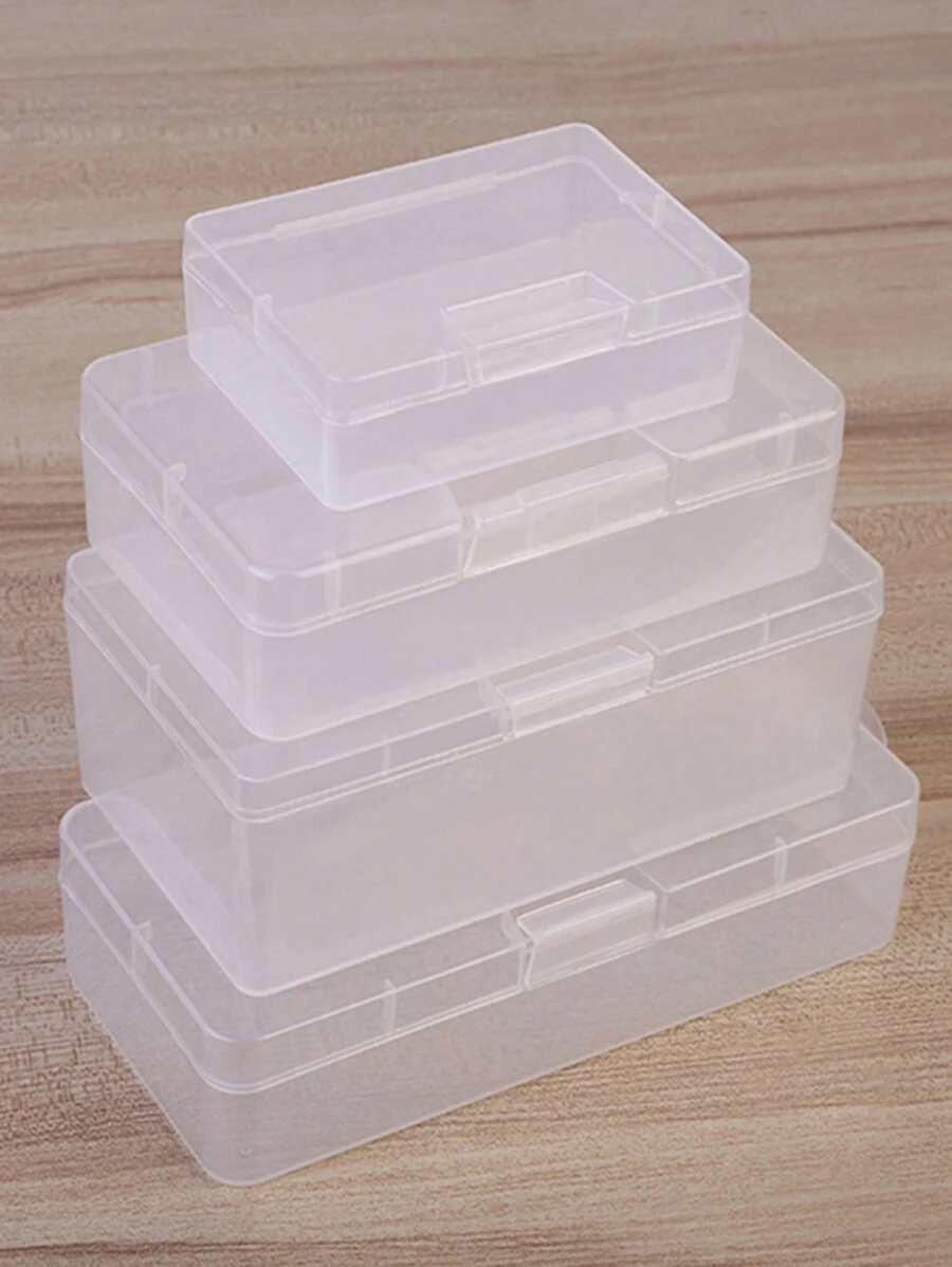 1個透明長方形pp塑料盒,貼紙/小產品/珠寶包裝盒 - 白色 - 查看 1