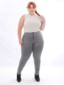 Plus Size Leggings - 灰色 - 查看 1