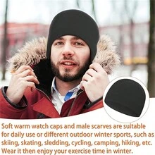 Đồng hồ Mũ Lông cừu Nam Mùa đông Mũ Beanie1pc - Màu xám đen - Xem 9