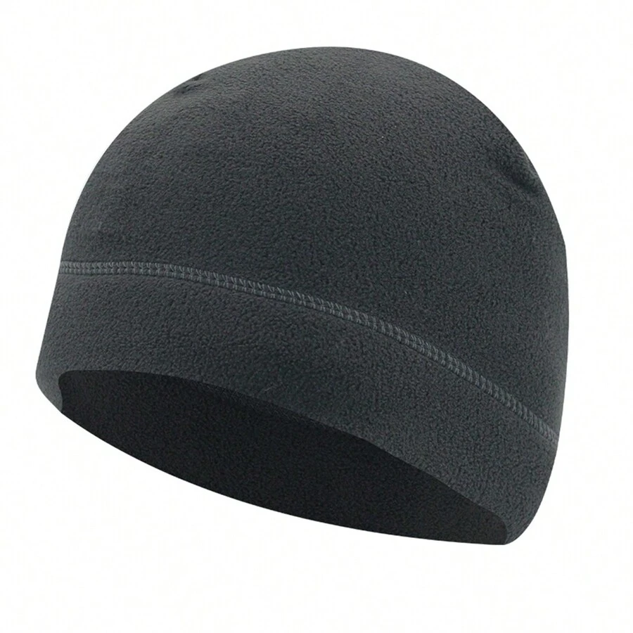 Đồng hồ Mũ Lông cừu Nam Mùa đông Mũ Beanie1pc - Màu xám đen - Xem 1
