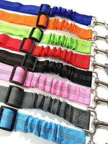 1pc Multicolor Pet Car Safety Belt With Reflective Tape & Back Strap, Dog Traction Rope - Black - View 4