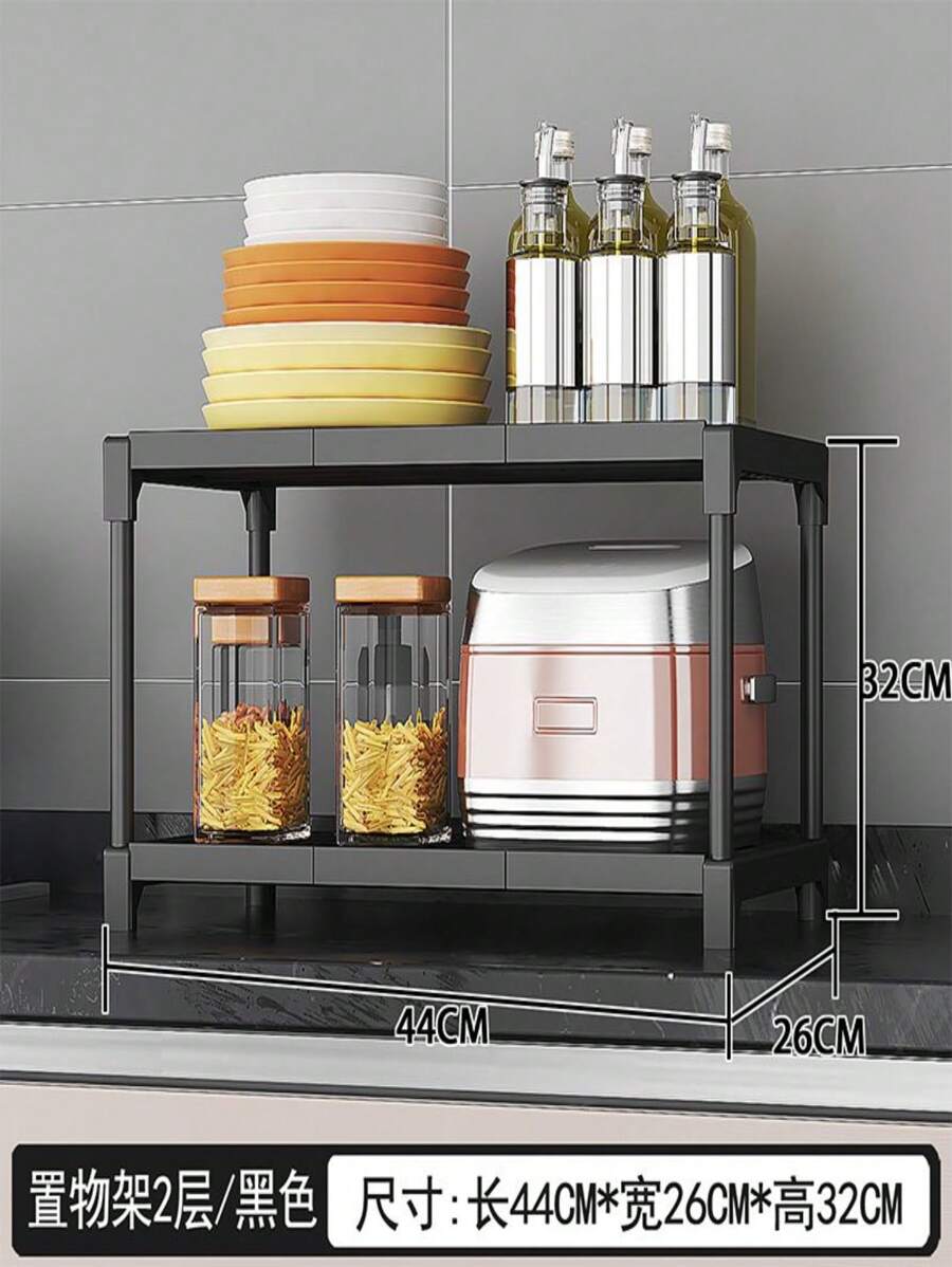 Double Layer Countertop Organizer,Pantry Spice Holder,Kitchen Storage Shelves,Cabinet Spice Organizer For Cabinets Tableware Spices Dishes