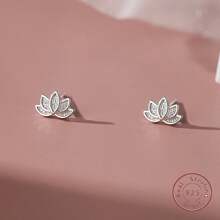 1 par moderiktiga örhängen i 925 sterlingsilver med lotusmotiv, lämpliga för kvinnors vardagsbruk, alla hjärtans dag - Silver - Visa 9