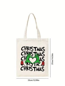 1個帆布購物袋,便攜式肩袋,時尚大容量手提袋,適用於日常生活禮物,派對完美禮物,適用於母親禮物,祖母禮物 - 白色 - 查看 5