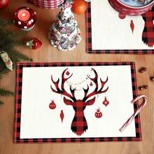 1入組麋鹿聖誕節裝飾,桌墊,家具織物,節日裝飾,隔熱,桌墊,防污