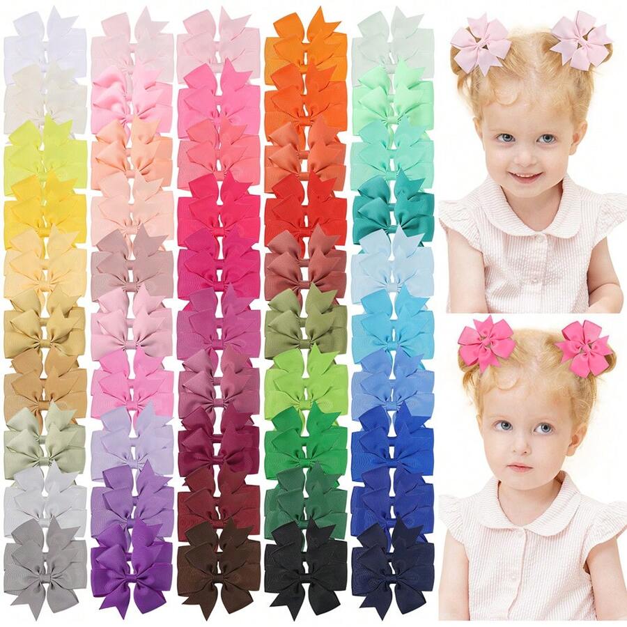 bilicaca 40pcs Màu sắc tùy ý Kẹo Màu sắc Trẻ em Nơ Kẹp tóc , Đơn giản Lễ hội Phụ kiện tóc Dành cho Cô gái Và , Chiếc kẹp tóc Đối với Tóc đuôi gà Và Bên Kẹp Phong cách - Nhiều màu - Xem 1