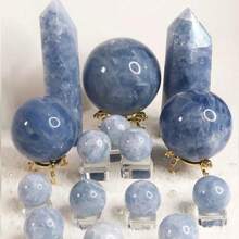 1入手掌大小的藍晶石水晶治療,天藍石球形治療水晶木石頭靈氣家居裝飾 - 1件隨機 - 查看 5
